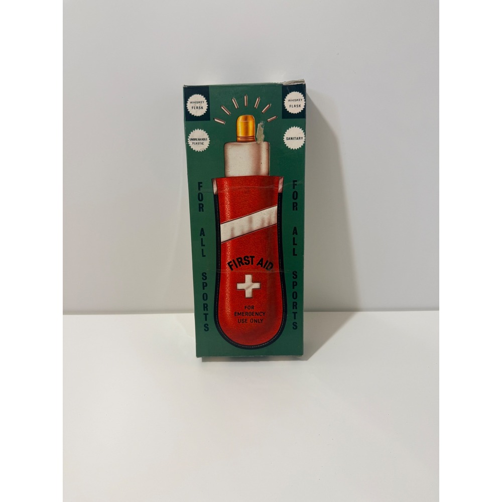 Vintage First Aid Emergency Novelty Whiskey Flask w/Belt Loop by & Box Gag Xmas - Picture 2 of 6